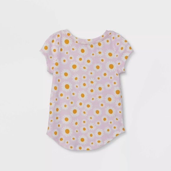 Cat & Jack™ -Toddler Girls' Floral Short Sleeve T-Shirt Size 18M Purple - Picture 3 of 4
